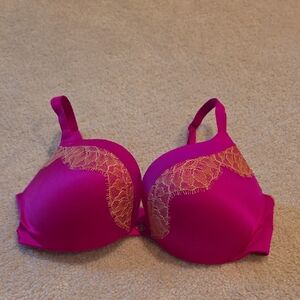 Victoria's Secret Fuchsia and Gold Lace Bra
